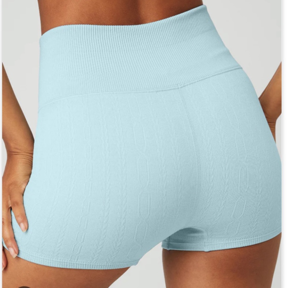 ALO Yoga Chalk Blue Seamless Knit Shorts